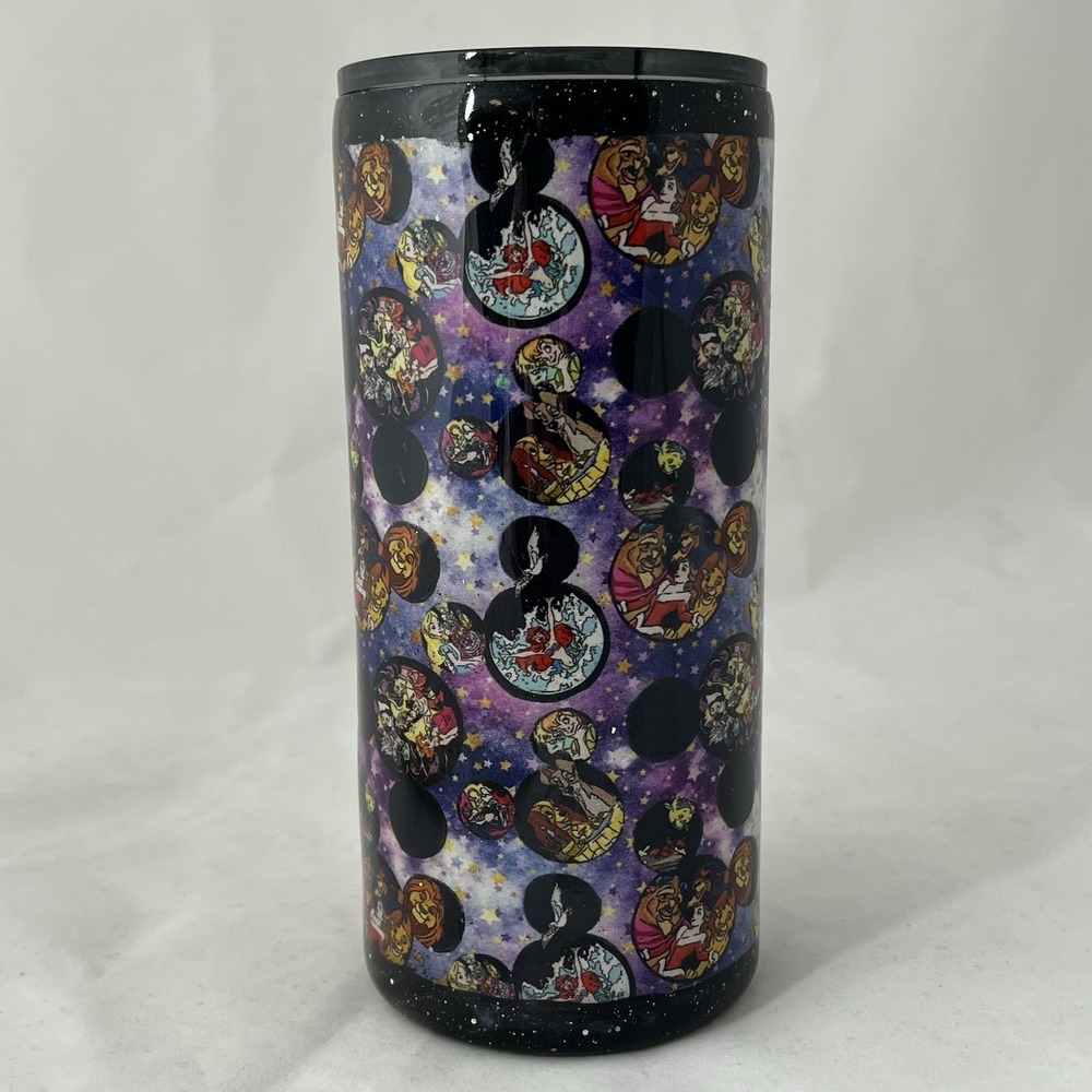 👉‎ Disney Villains Tumbler Cup w Lid Glitter Maleficent Ursula Travel Mug